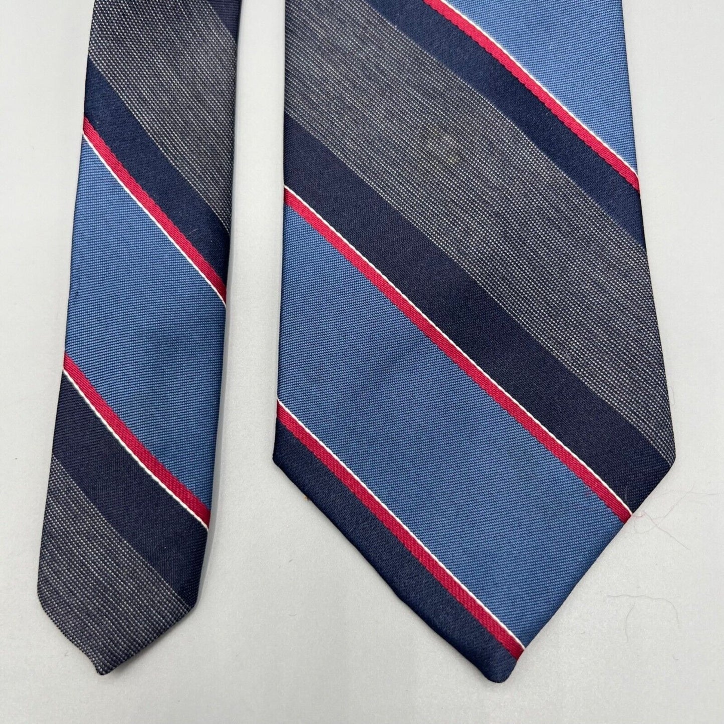 Vintage 80s Made in USA 615 Collection Striped Blue/Red/White Regimental Necktie