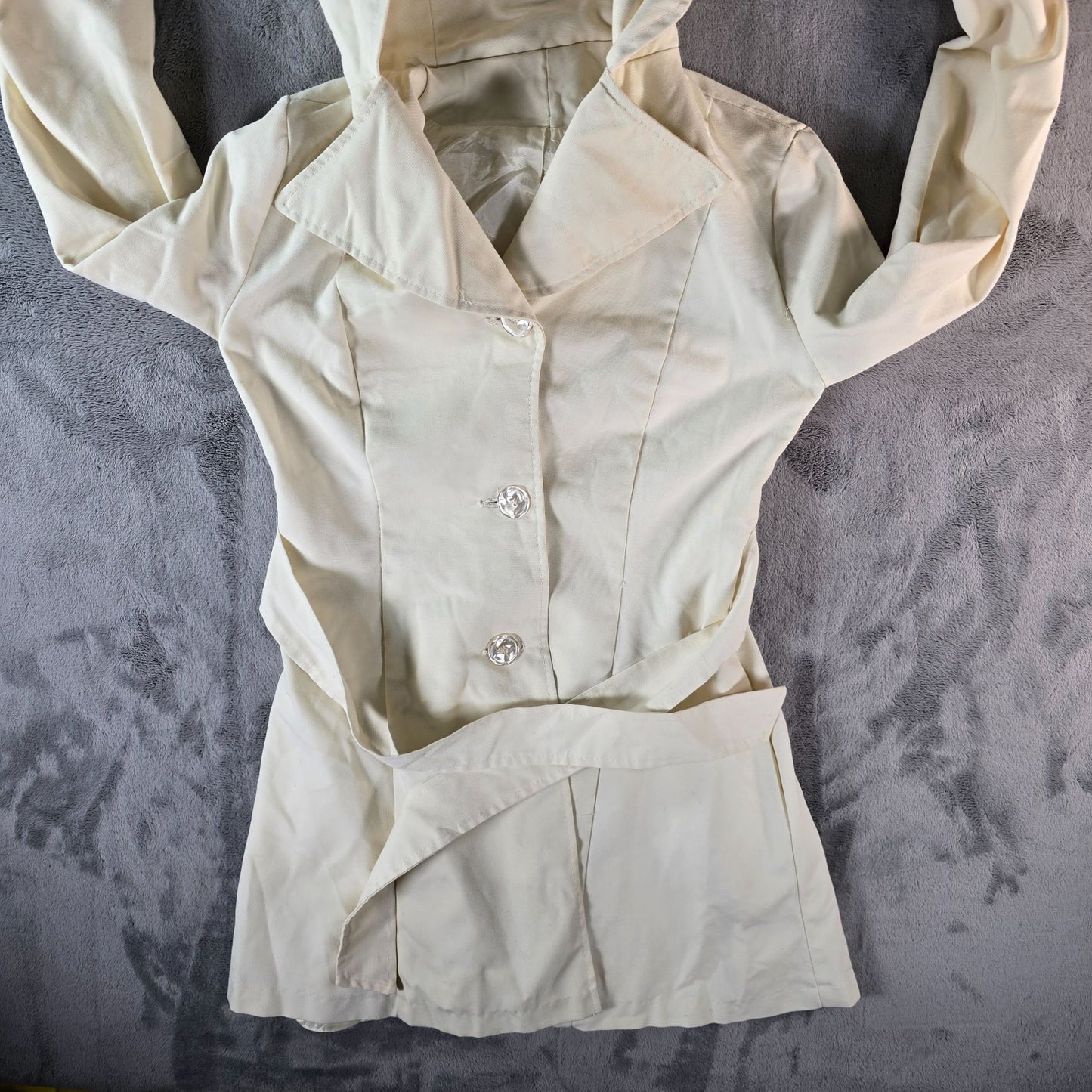 2010s Unbranded Women's Cream/Off-White Single-Breasted Belted Trench Coat (S)