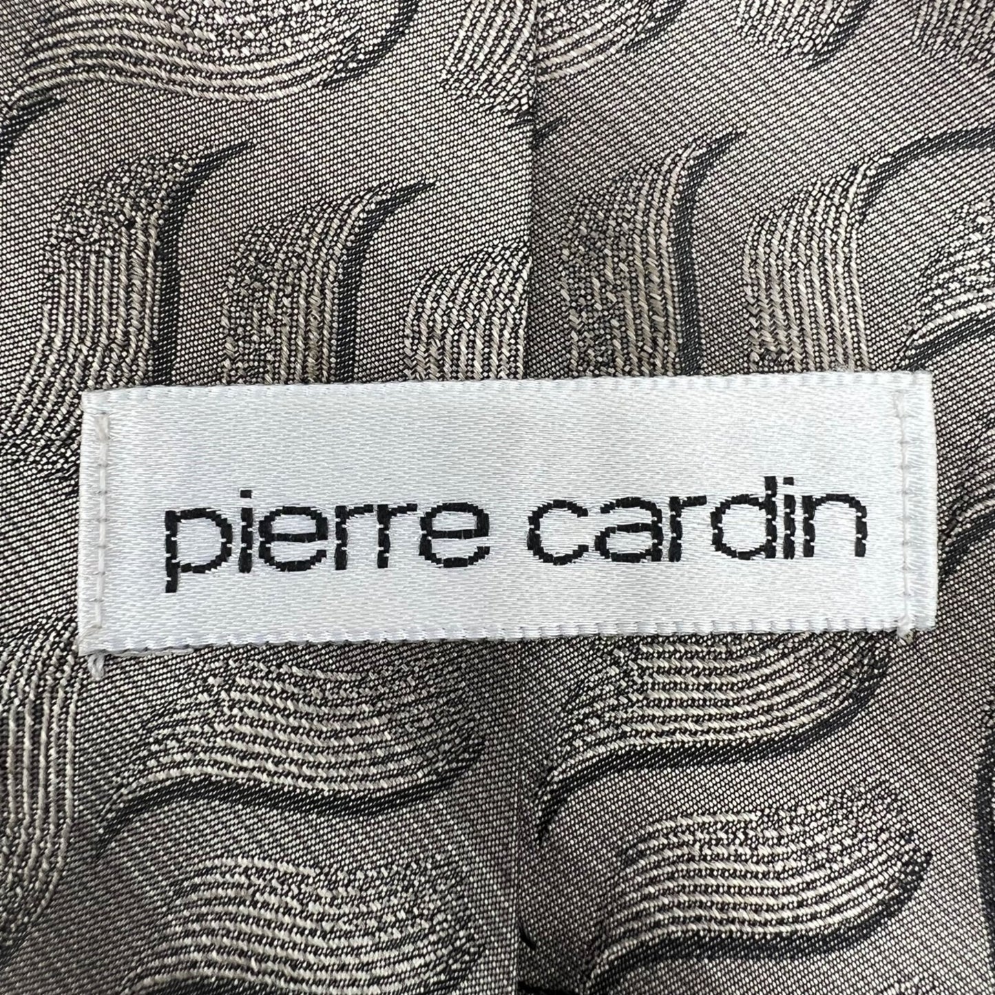 Pierre Cardin Made in USA Men's Beige/Black Wave Pattern Textured Silk Necktie