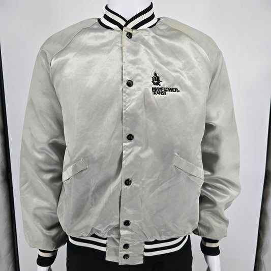 Vintage 1980s King Louie Pro Fit Mayflower Transit Nylon Satin Bomber Jacket (L)