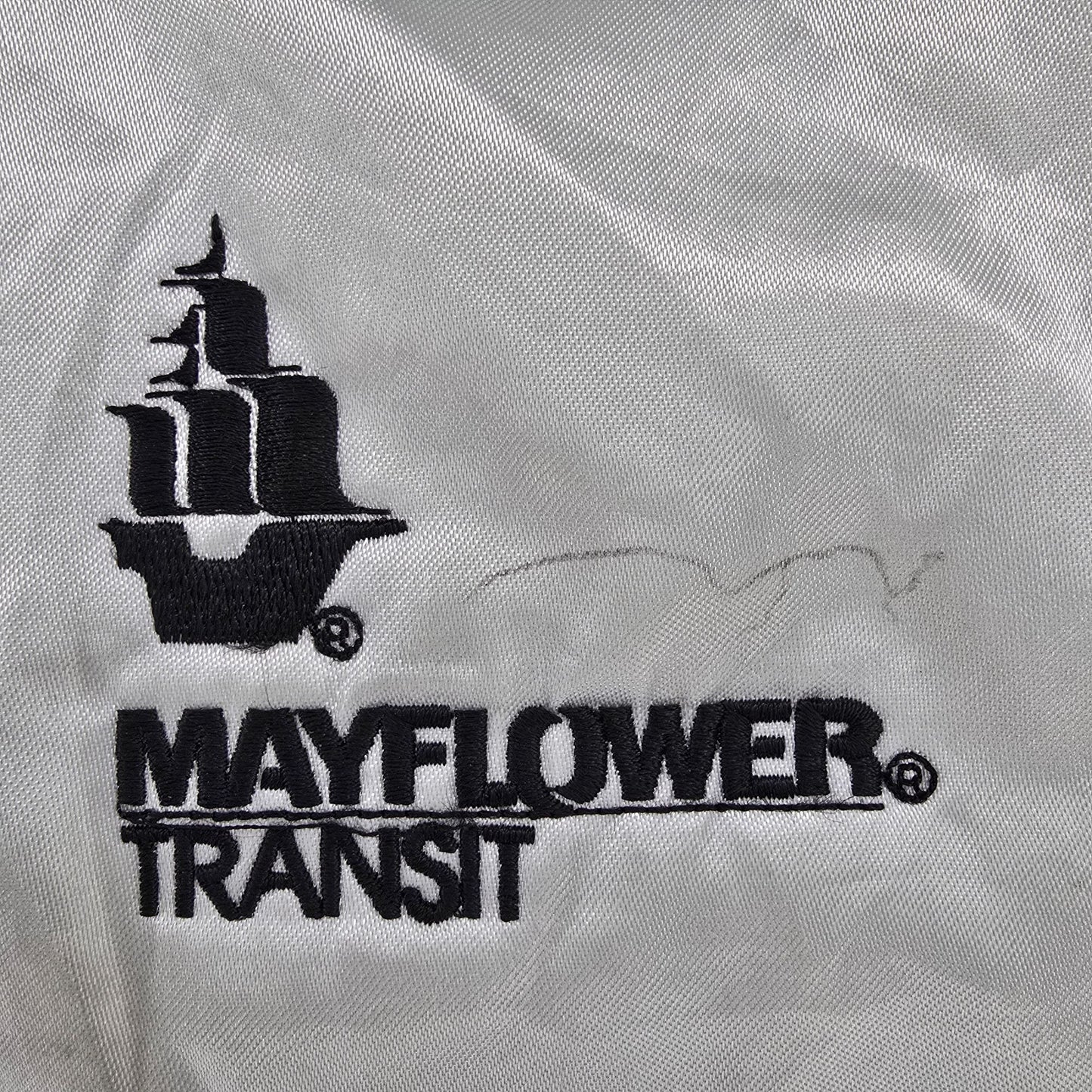 Vintage 1980s King Louie Pro Fit Mayflower Transit Nylon Satin Bomber Jacket (L)