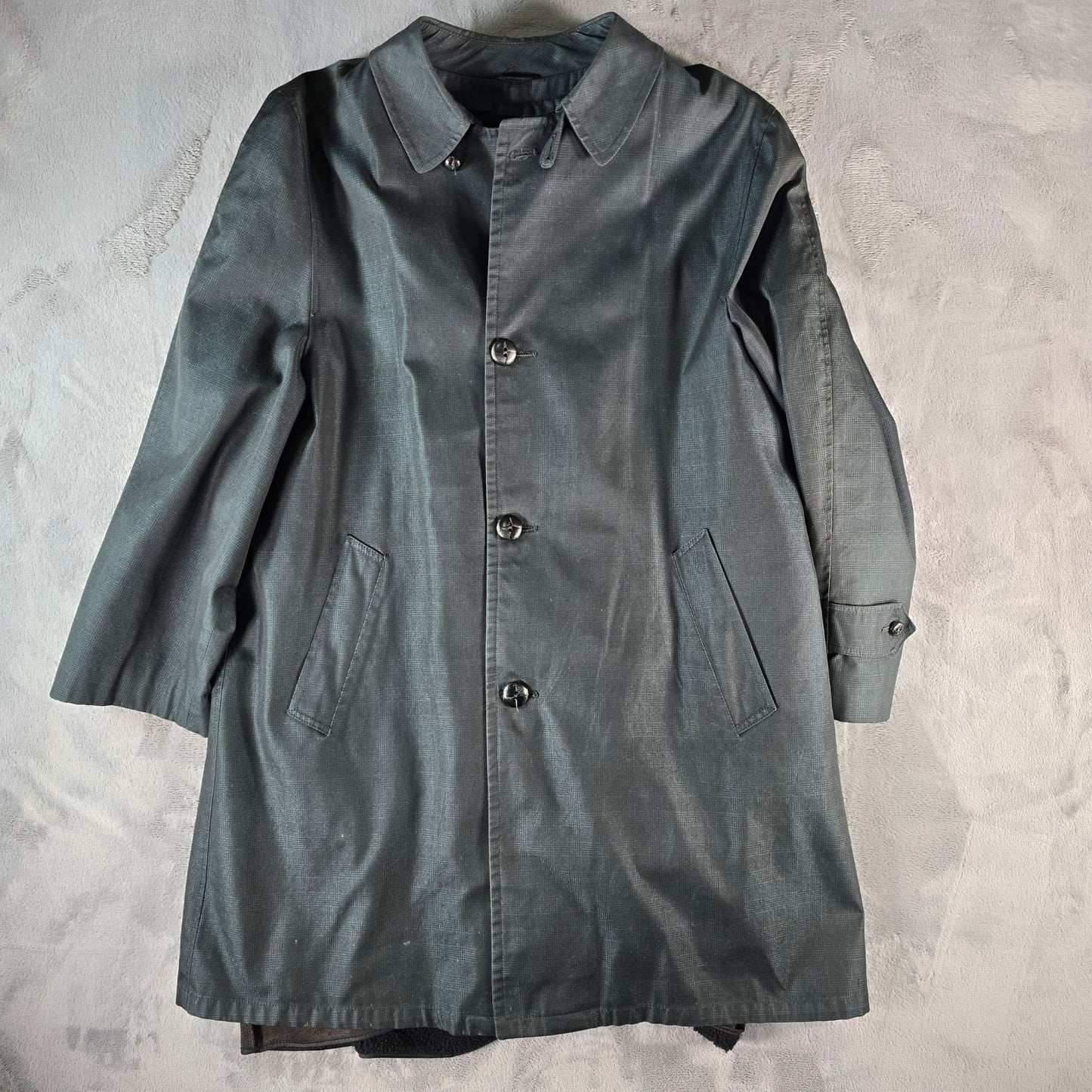 Vintage 1950s Plymouth Weather-Ready Zip-in Fleece Liner Plaid Overcoat (M/L)