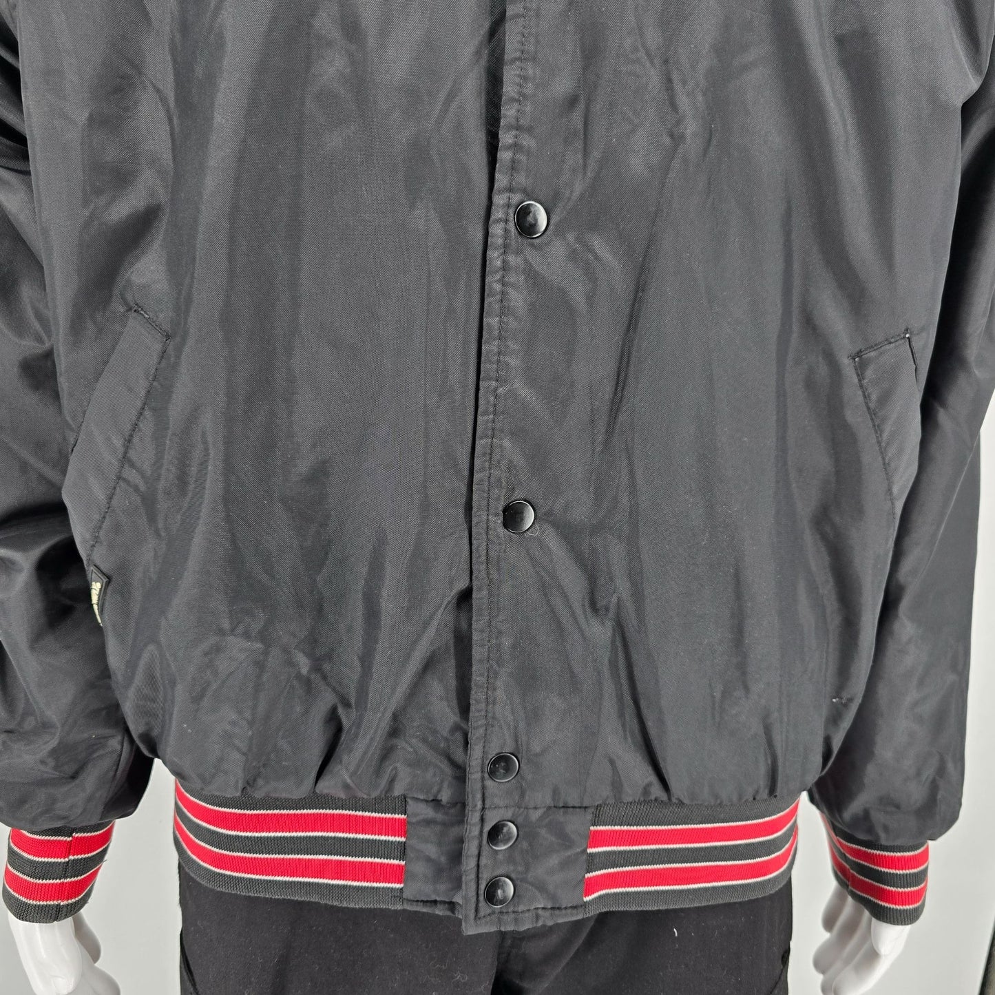 Vintage 2000s Catholic Central Raiders "Faith" Nylon Satin Bomber Jacket (L)