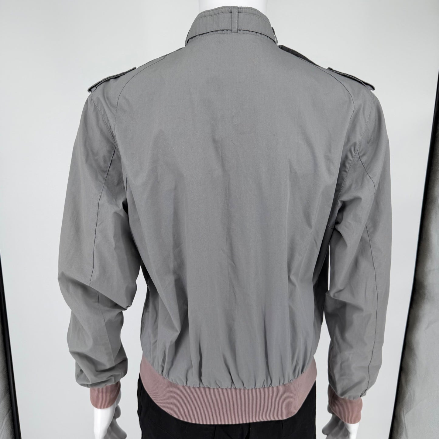 Vintage 1980s Members Only Gray/Mauve Racer Lightweight Bomber Jacket (L)