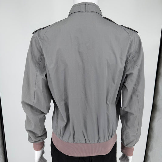 Vintage 1980s Members Only Gray/Mauve Racer Lightweight Bomber Jacket (L)