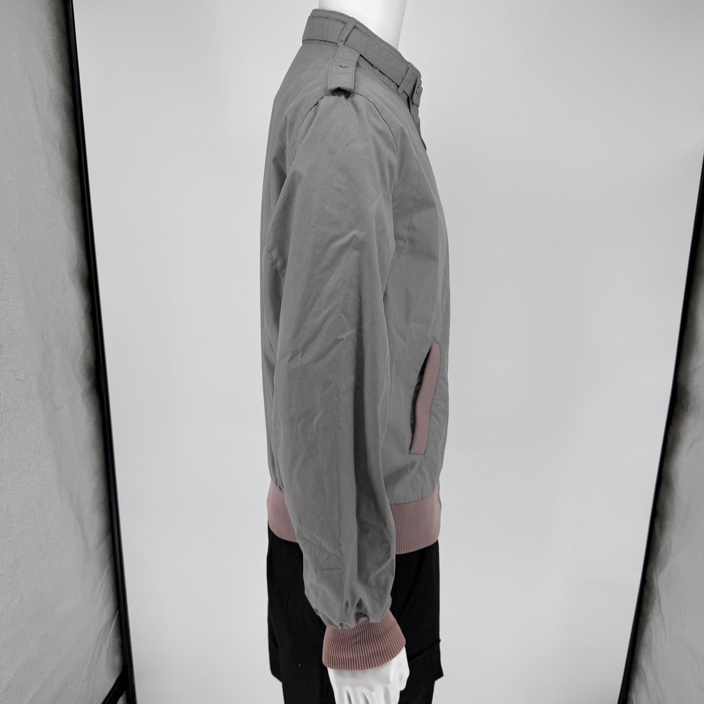 Vintage 1980s Members Only Gray/Mauve Racer Lightweight Bomber Jacket (L)