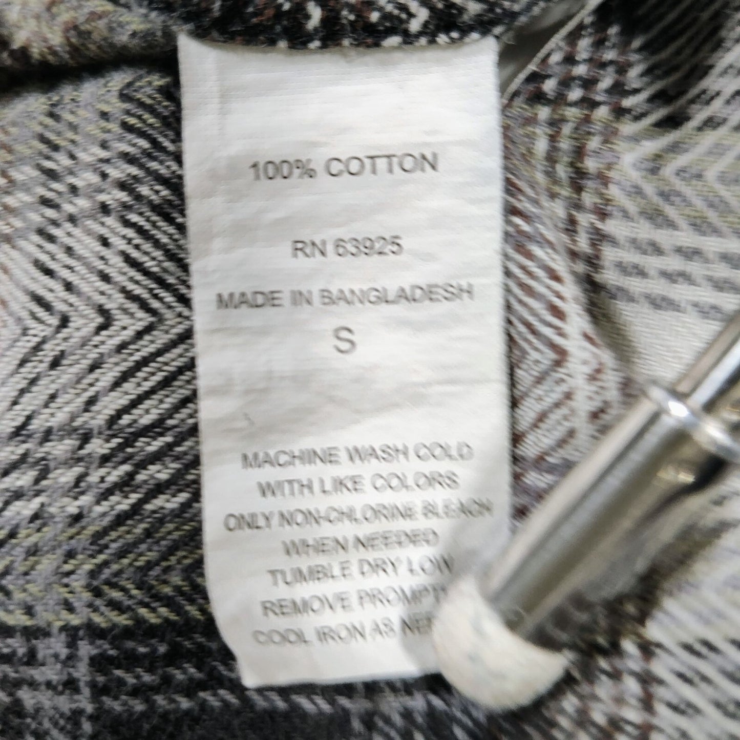 RF Brand Mens Plaid Button-Up Flannel Shirt Long Sleeve Cotton Black/White Size