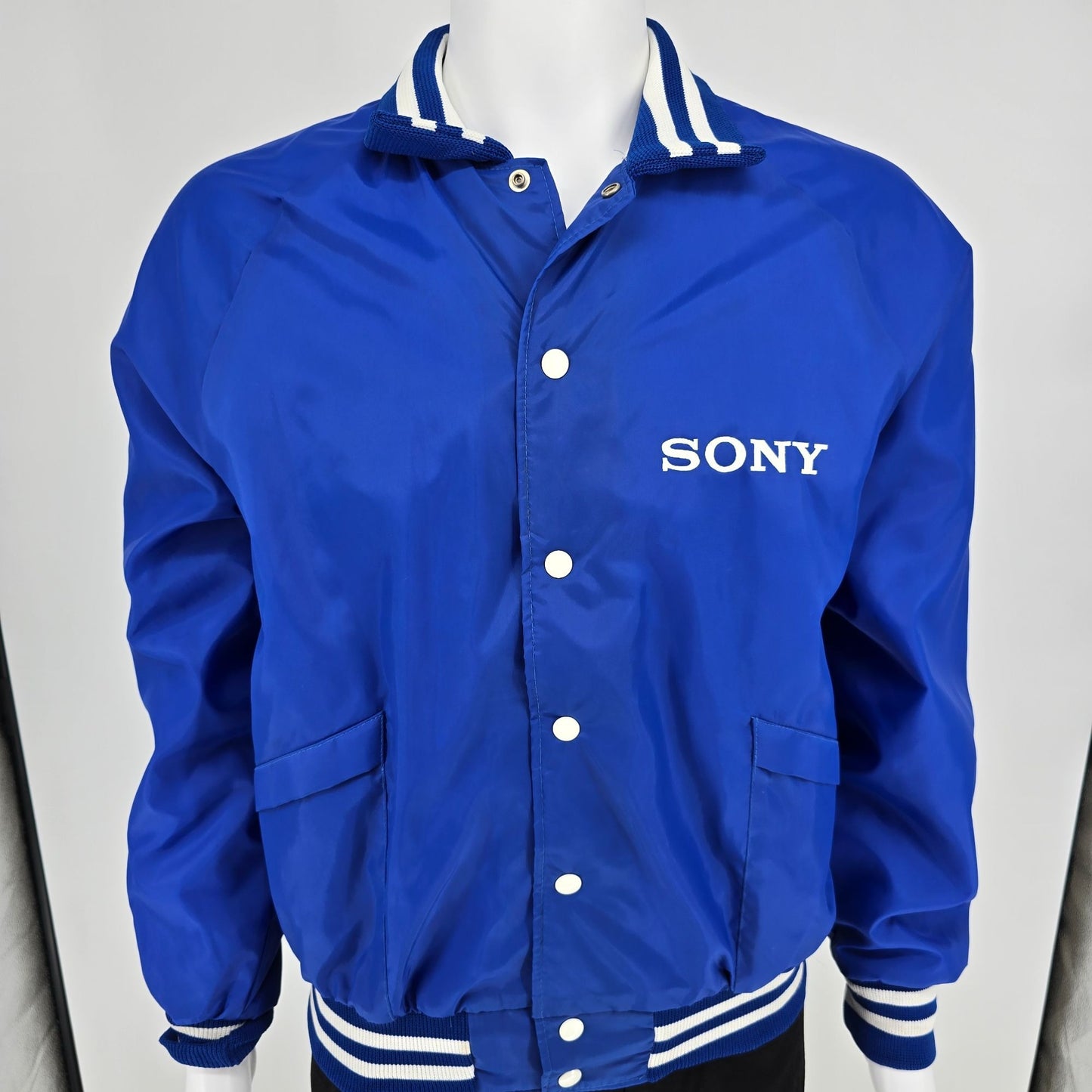 Vintage 1990s Aristo Jac SONY Royal Blue Fleece Lined Coaches Jacket (L)