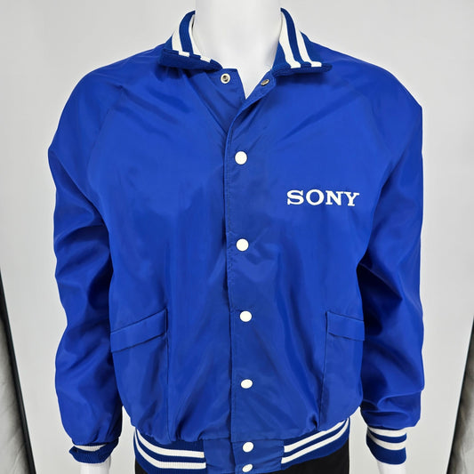 Vintage 1990s Aristo Jac SONY Royal Blue Fleece Lined Coaches Jacket (L)