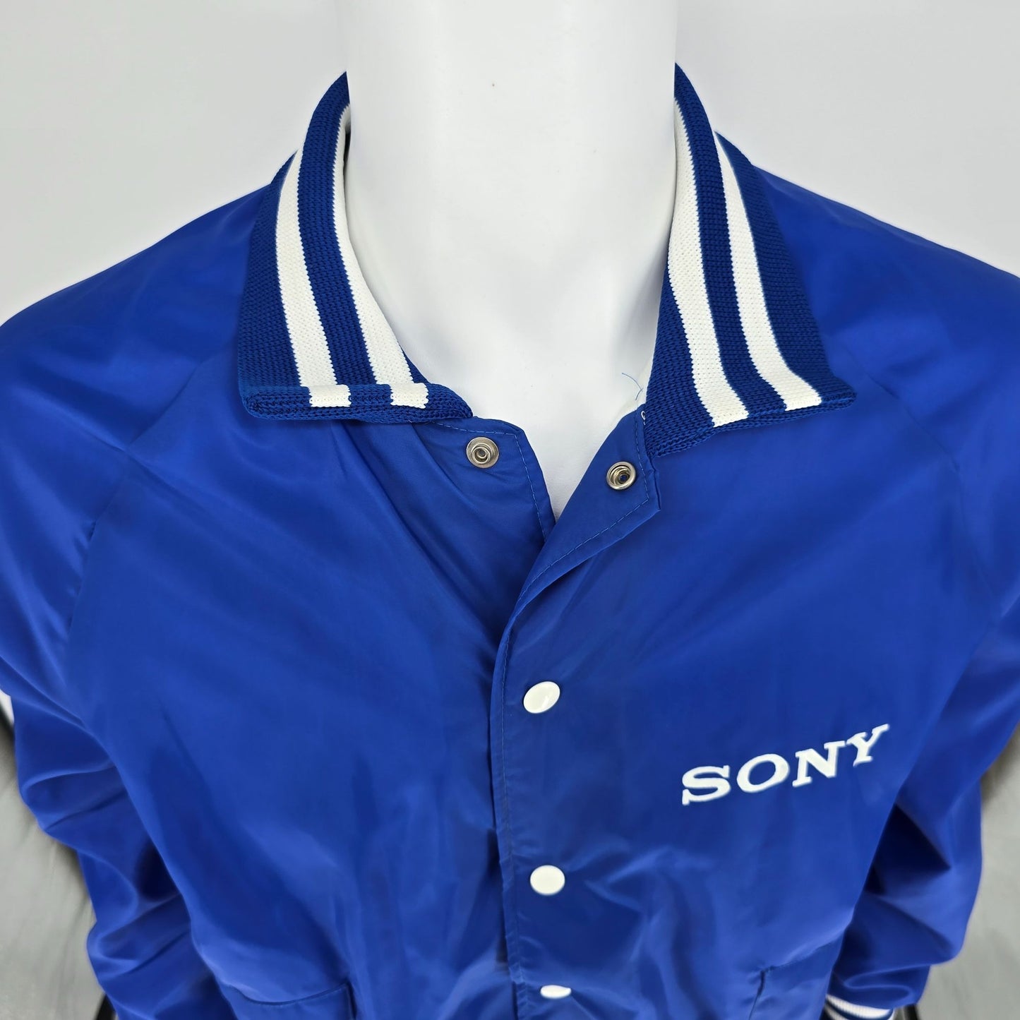 Vintage 1990s Aristo Jac SONY Royal Blue Fleece Lined Coaches Jacket (L)