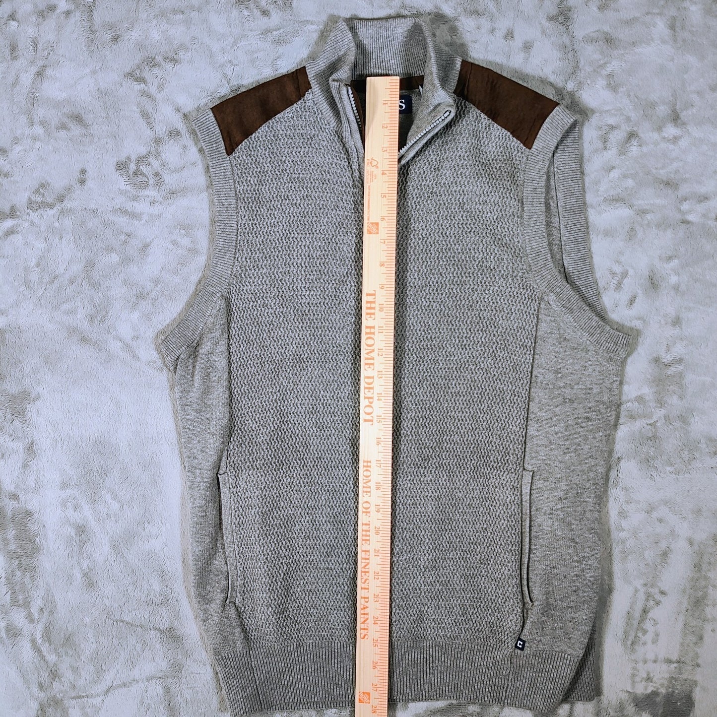 NWT Chaps Men's Gray Heather Full Zip Mock Neck Sweater Vest $70 Retail (Large)