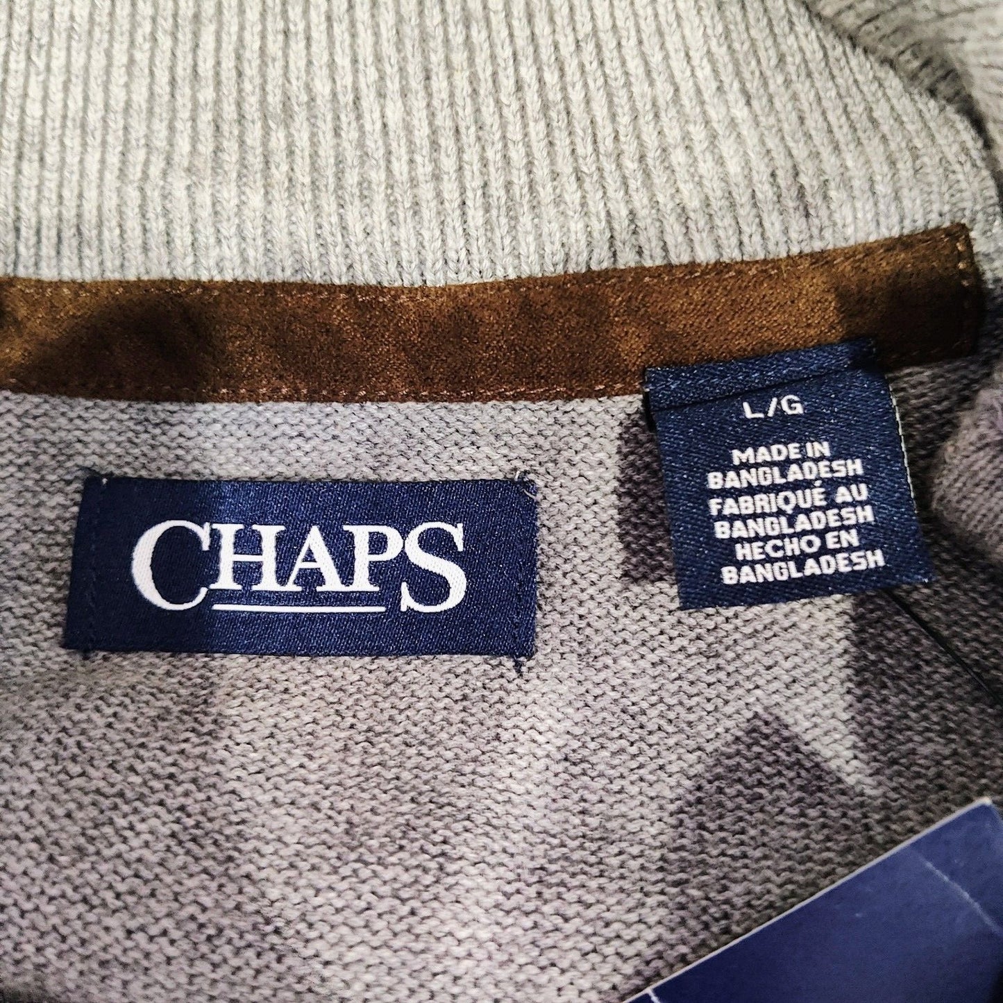 NWT Chaps Men's Gray Heather Full Zip Mock Neck Sweater Vest $70 Retail (Large)