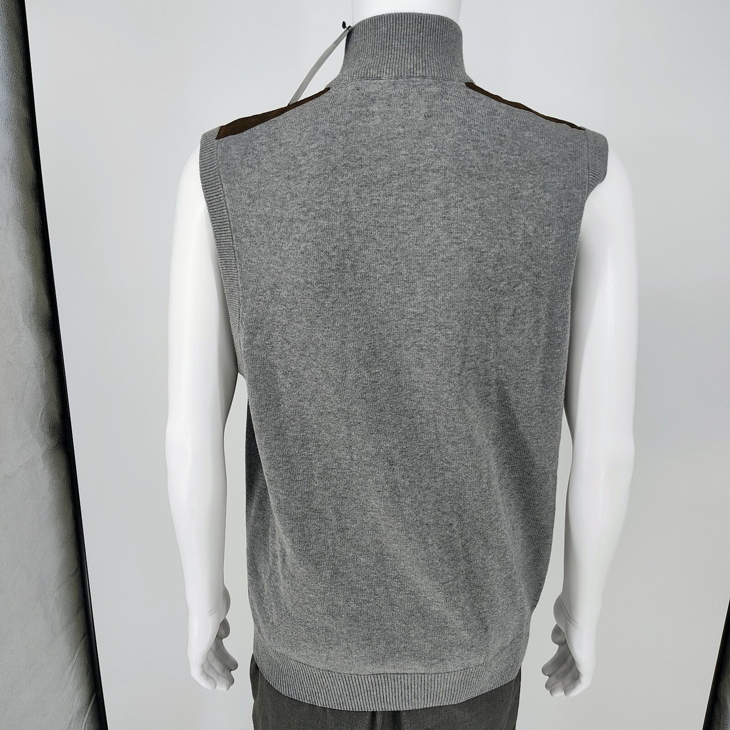 NWT Chaps Men's Gray Heather Full Zip Mock Neck Sweater Vest $70 Retail (Large)