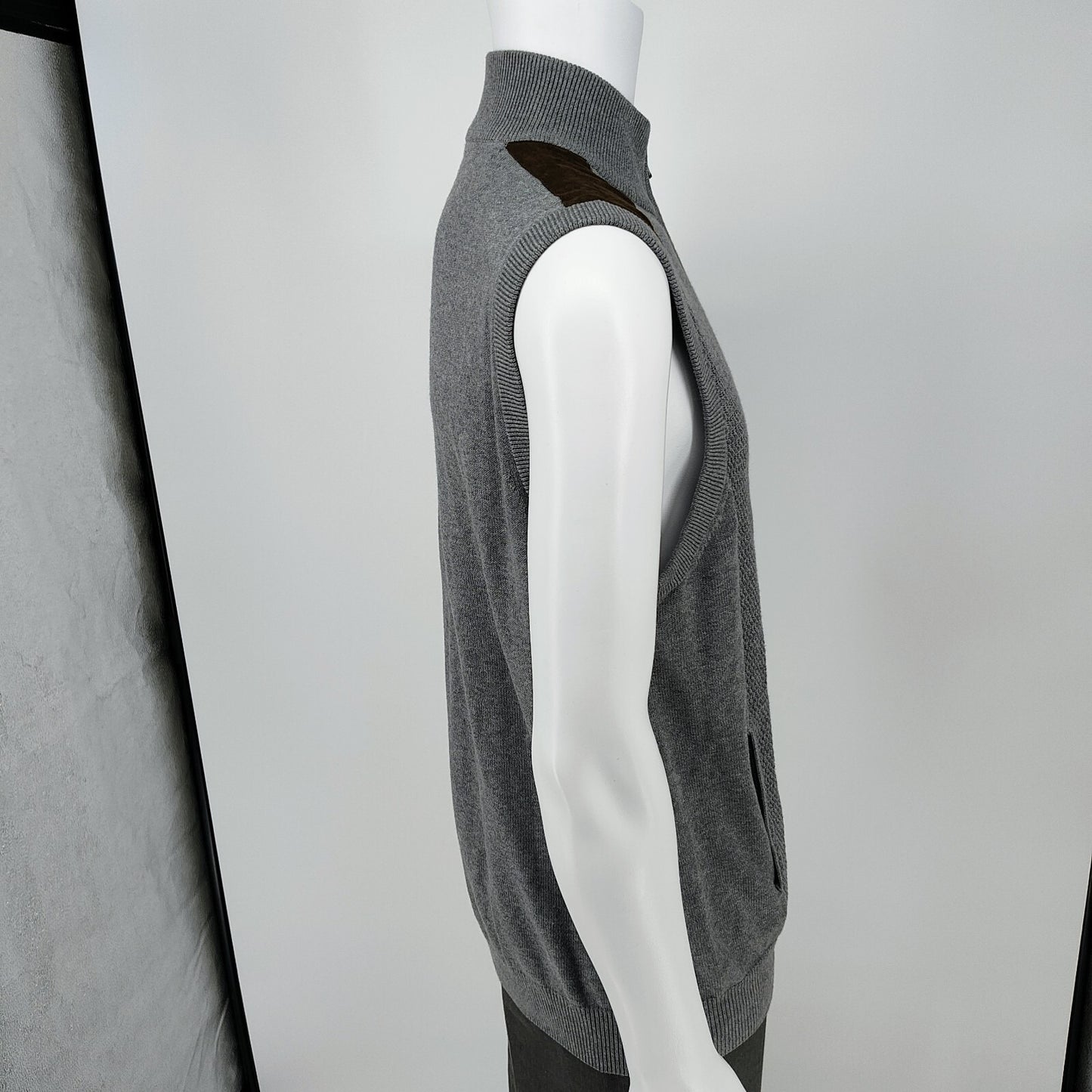NWT Chaps Men's Gray Heather Full Zip Mock Neck Sweater Vest $70 Retail (Large)