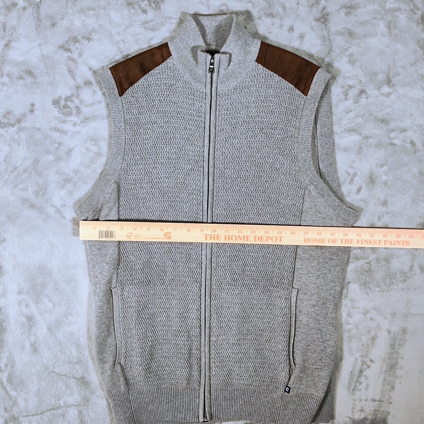 NWT Chaps Men's Gray Heather Full Zip Mock Neck Sweater Vest $70 Retail (Large)