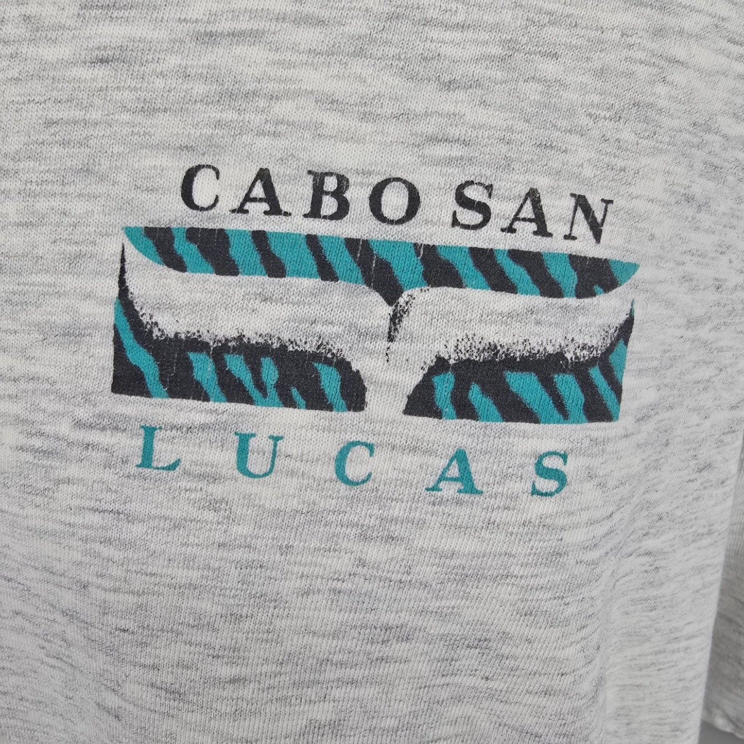 Thrashed Vintage 1990s Cabo San Lucas Club Shred Shark Surf Graphic T-Shirt (XL)