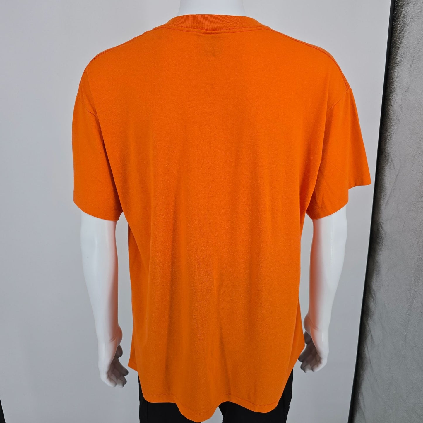 Vintage 1990s Oneita Power/50 Plus Orange The Fun Company Staff T-Shirt (XL)
