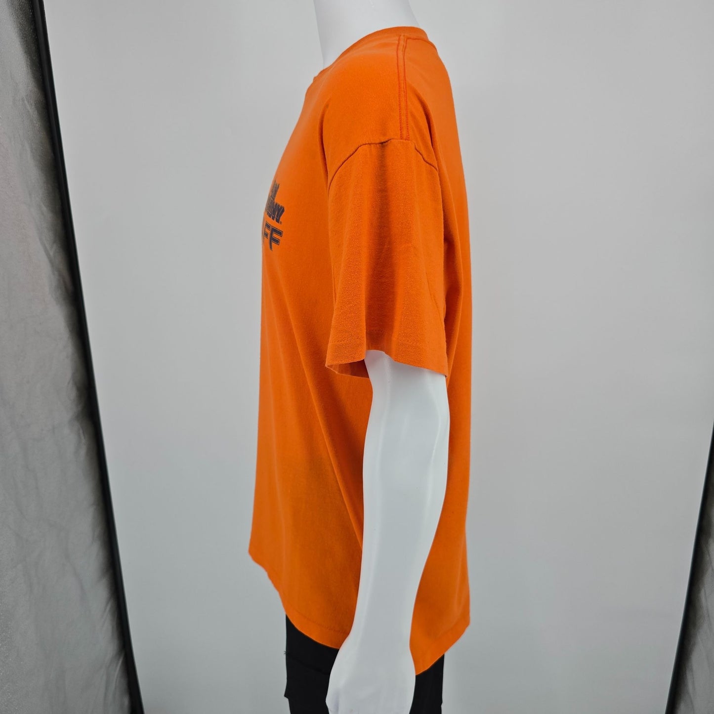 Vintage 1990s Oneita Power/50 Plus Orange The Fun Company Staff T-Shirt (XL)
