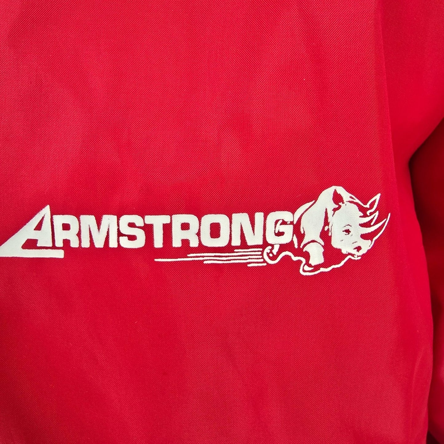 Vintage 1980s Auburn Sportswear Armstrong Tire Tuffy the Rhino Satin Jacket (XL)