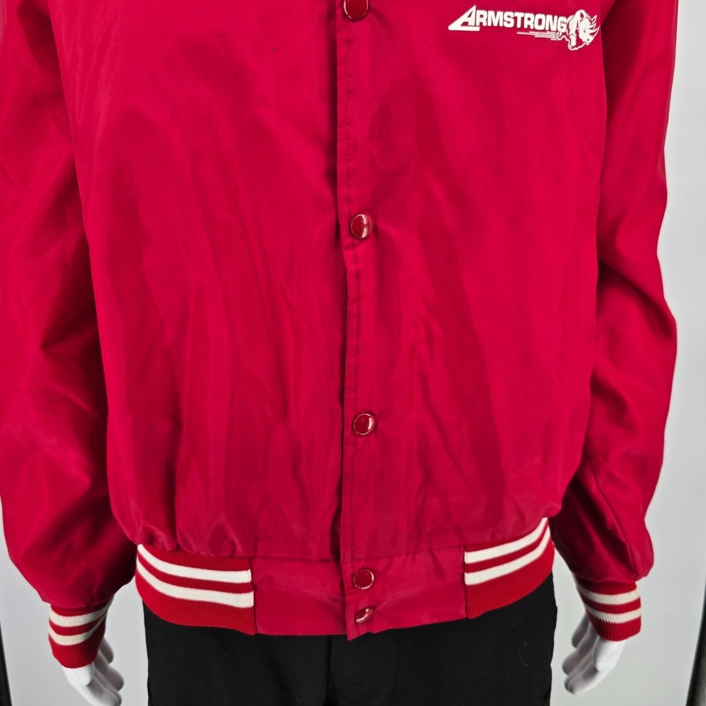 Vintage 1980s Auburn Sportswear Armstrong Tire Tuffy the Rhino Satin Jacket (XL)