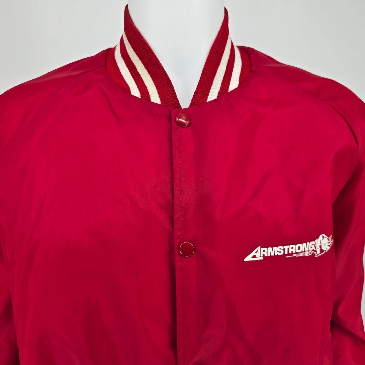 Vintage 1980s Auburn Sportswear Armstrong Tire Tuffy the Rhino Satin Jacket (XL)