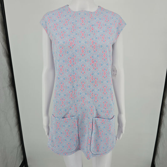 Vintage 1960s Handmade Vogue Couturier Design Pastel Mod Mini Shift Dress (L)