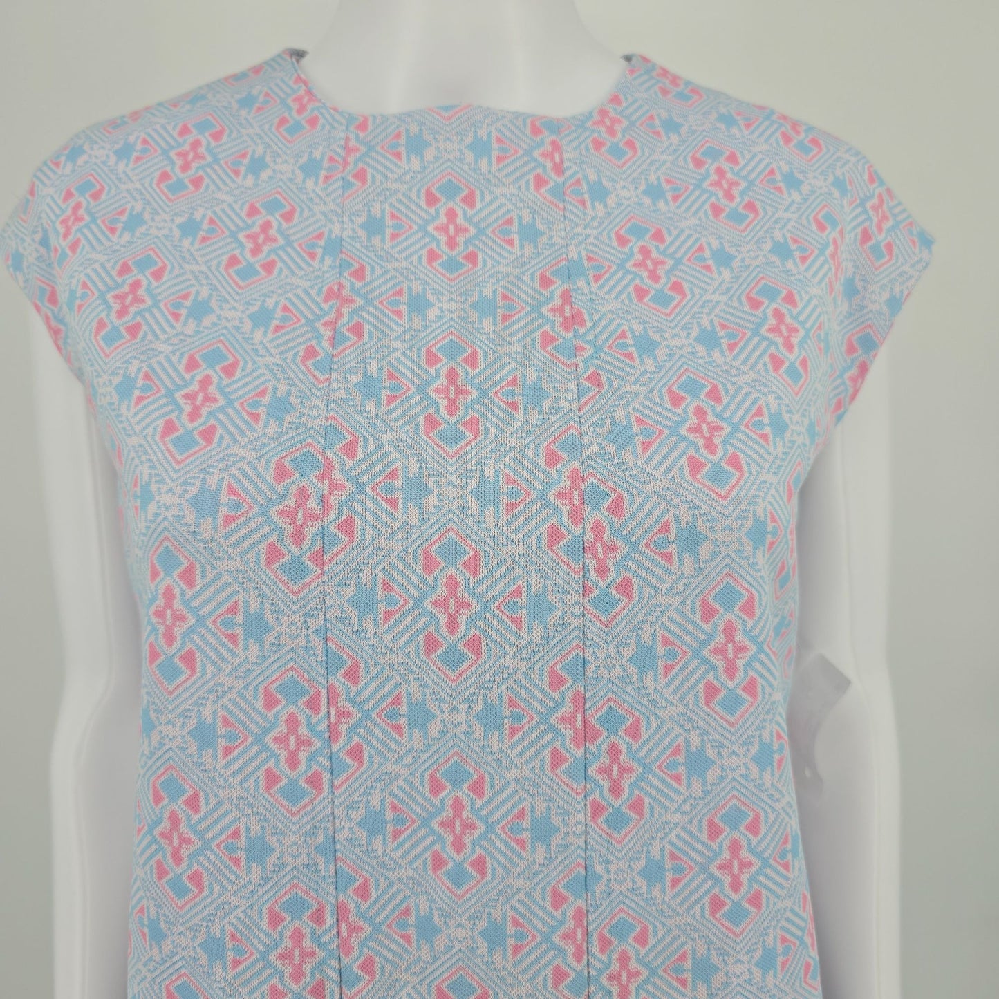 Vintage 1960s Handmade Vogue Couturier Design Pastel Mod Mini Shift Dress (L)