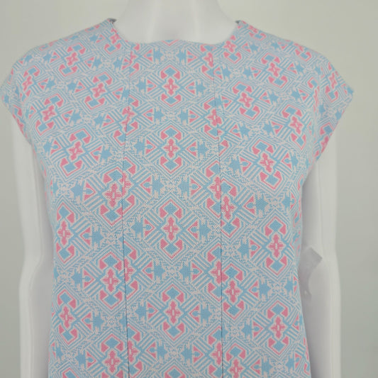 Vintage 1960s Handmade Vogue Couturier Design Pastel Mod Mini Shift Dress (L)
