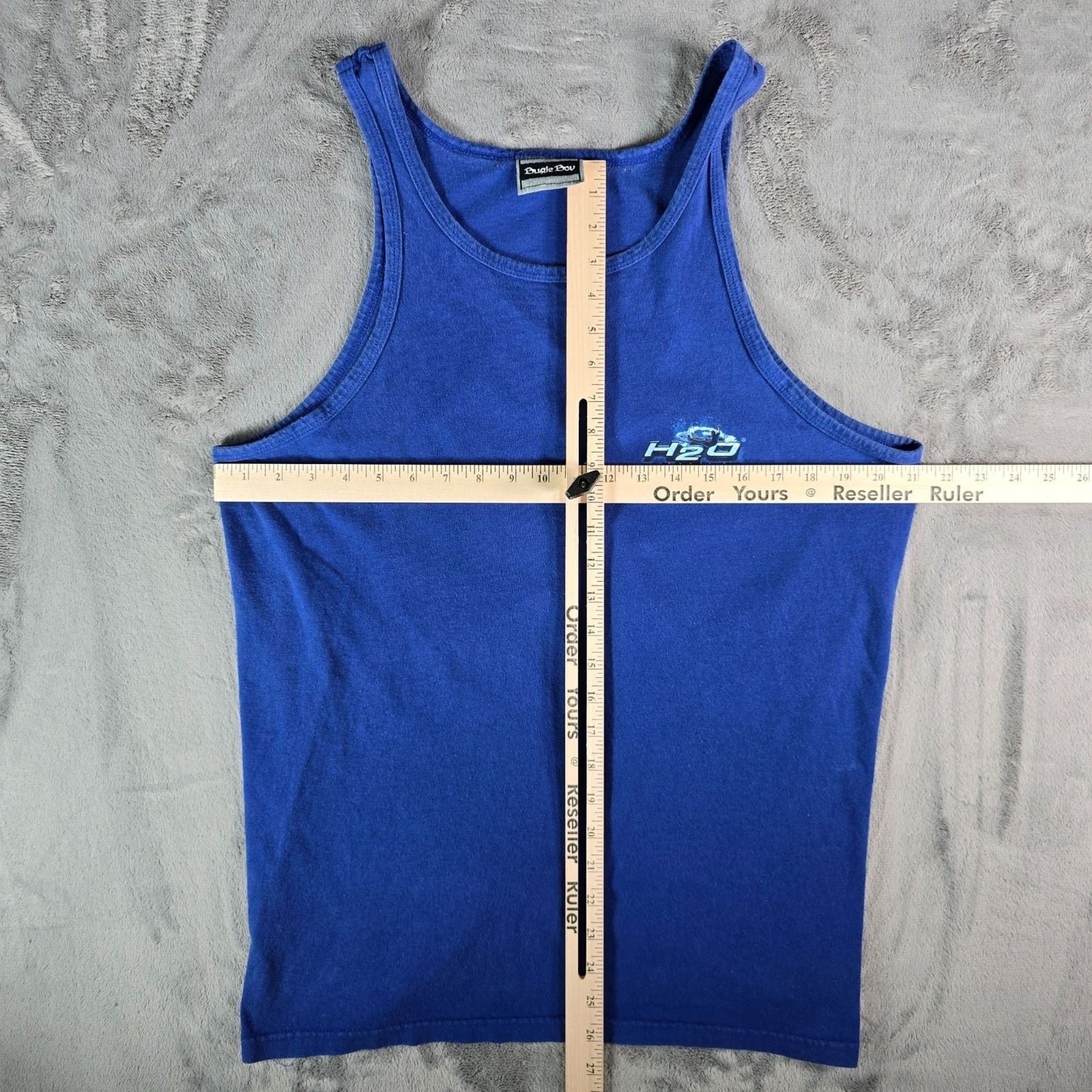 Vintage Late 1990s Bugle Boy H2O Sport Surf Graphic Blue Tank Top (Large)