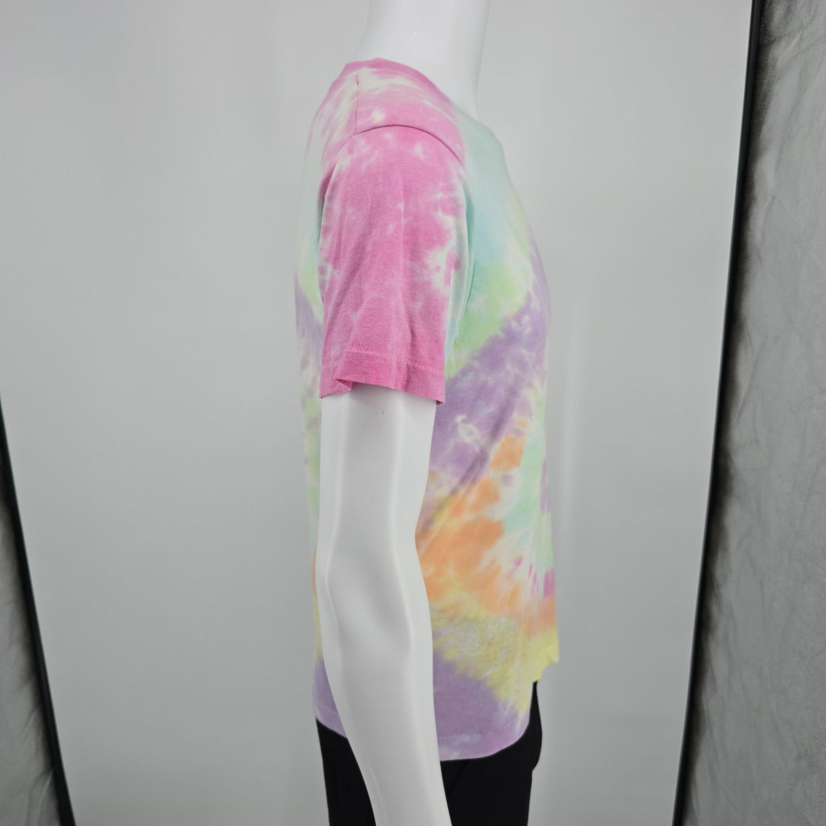 Distressed Vintage 1990s Quaker Lake Quakerlakeasaurus Tie-Dye T-Shirt (S/M)