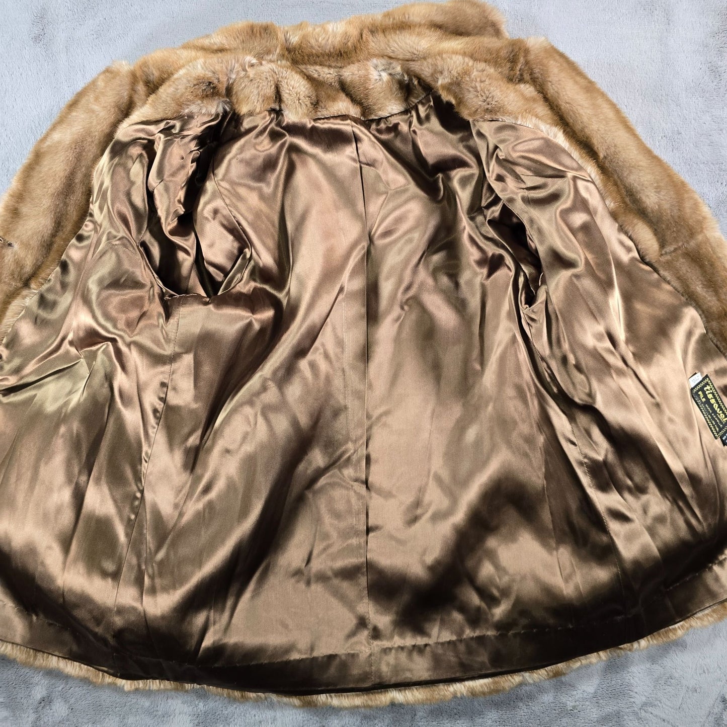 Vintage 1970s Unbranded Women's Tissavel France Faux Fur Mink Pattern Coat (L)