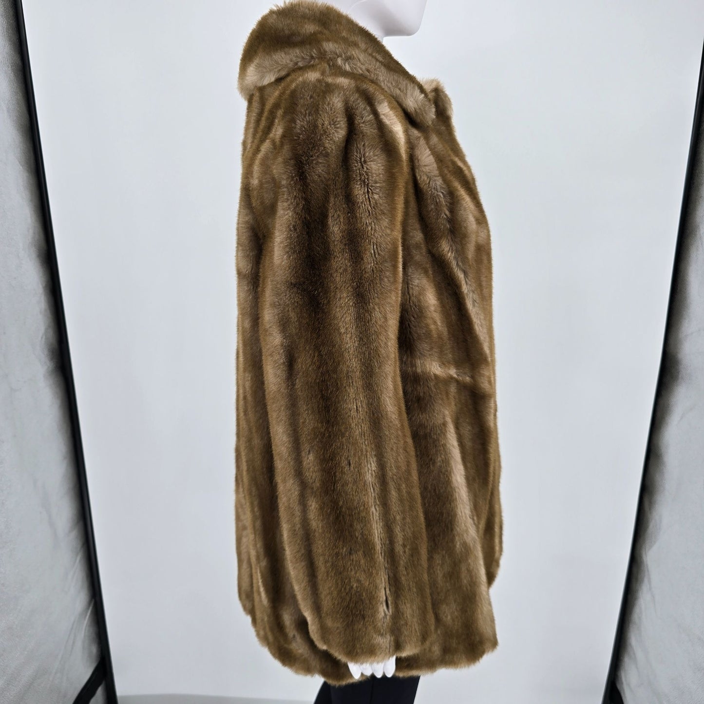 Vintage 1970s Unbranded Women's Tissavel France Faux Fur Mink Pattern Coat (L)