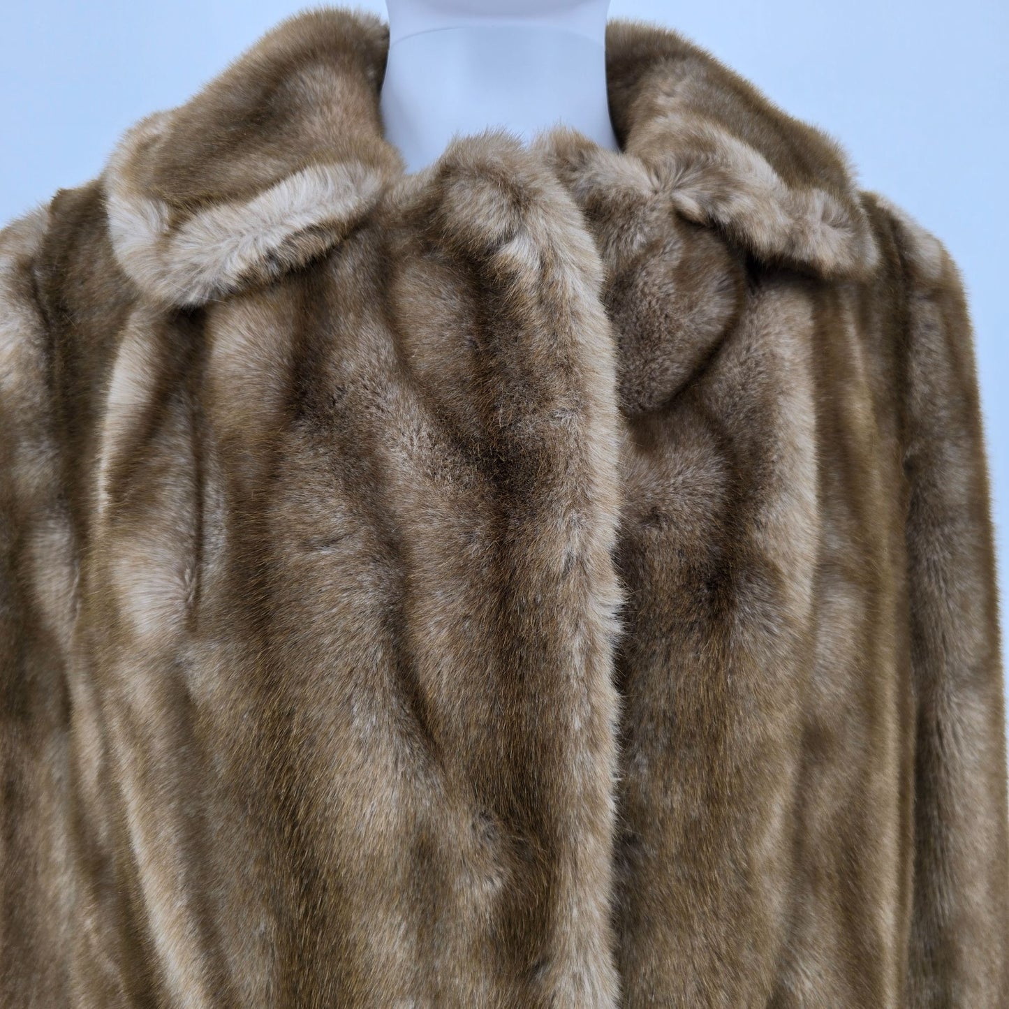 Vintage 1970s Unbranded Women's Tissavel France Faux Fur Mink Pattern Coat (L)