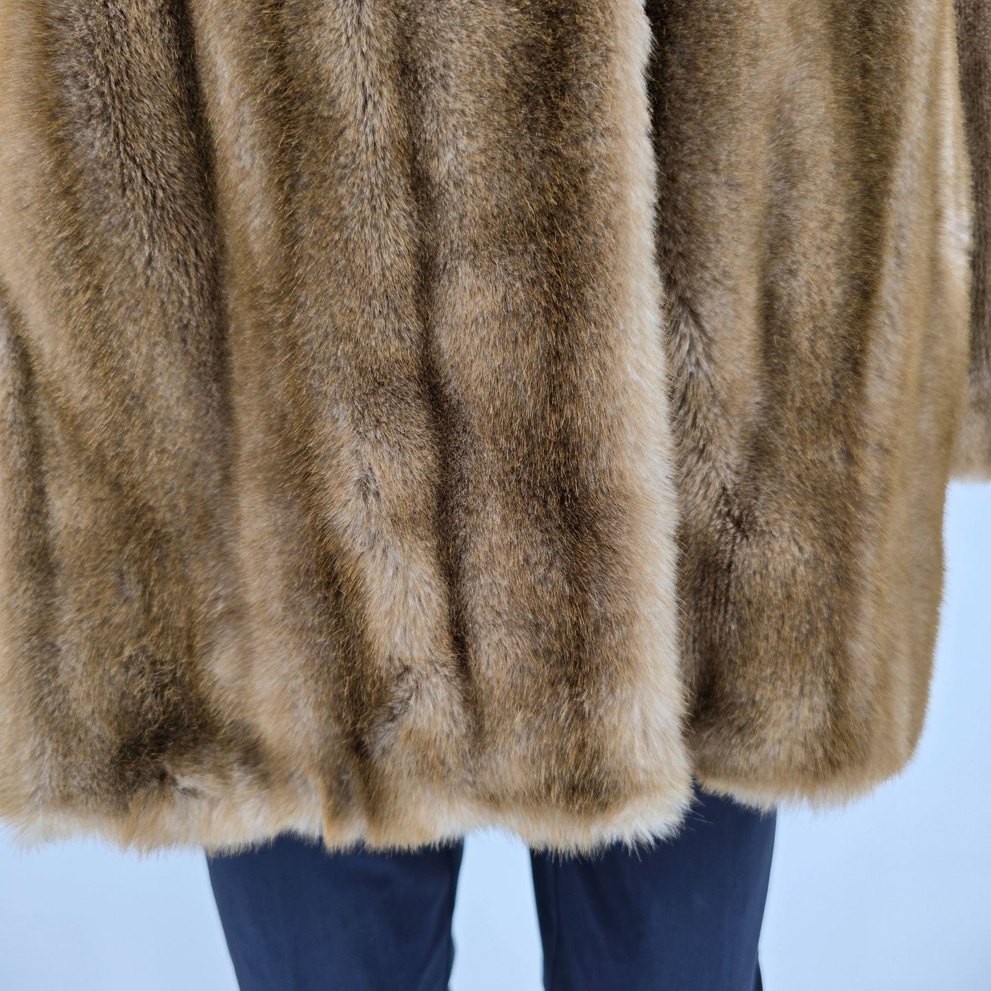 Vintage 1970s Unbranded Women's Tissavel France Faux Fur Mink Pattern Coat (L)