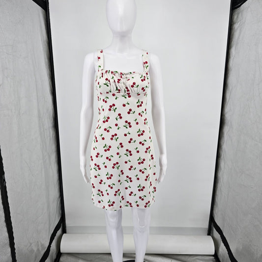 Vintage Y2K Candy Rocket White Cherry Print Sleeveless Mini Dress (Size 4/S)