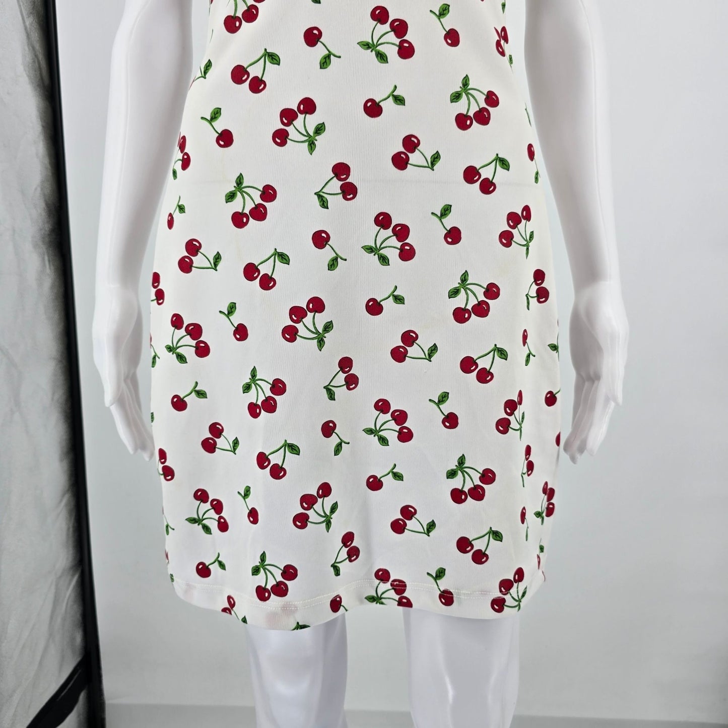 Vintage Y2K Candy Rocket White Cherry Print Sleeveless Mini Dress (Size 4/S)