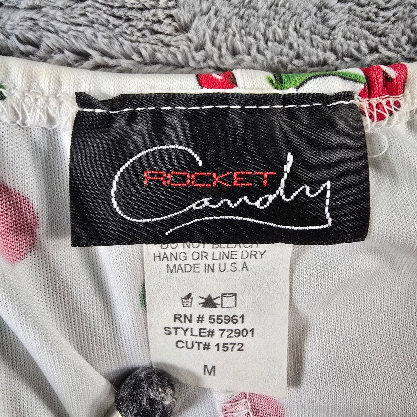 Vintage Y2K Candy Rocket White Cherry Print Sleeveless Mini Dress (Size 4/S)