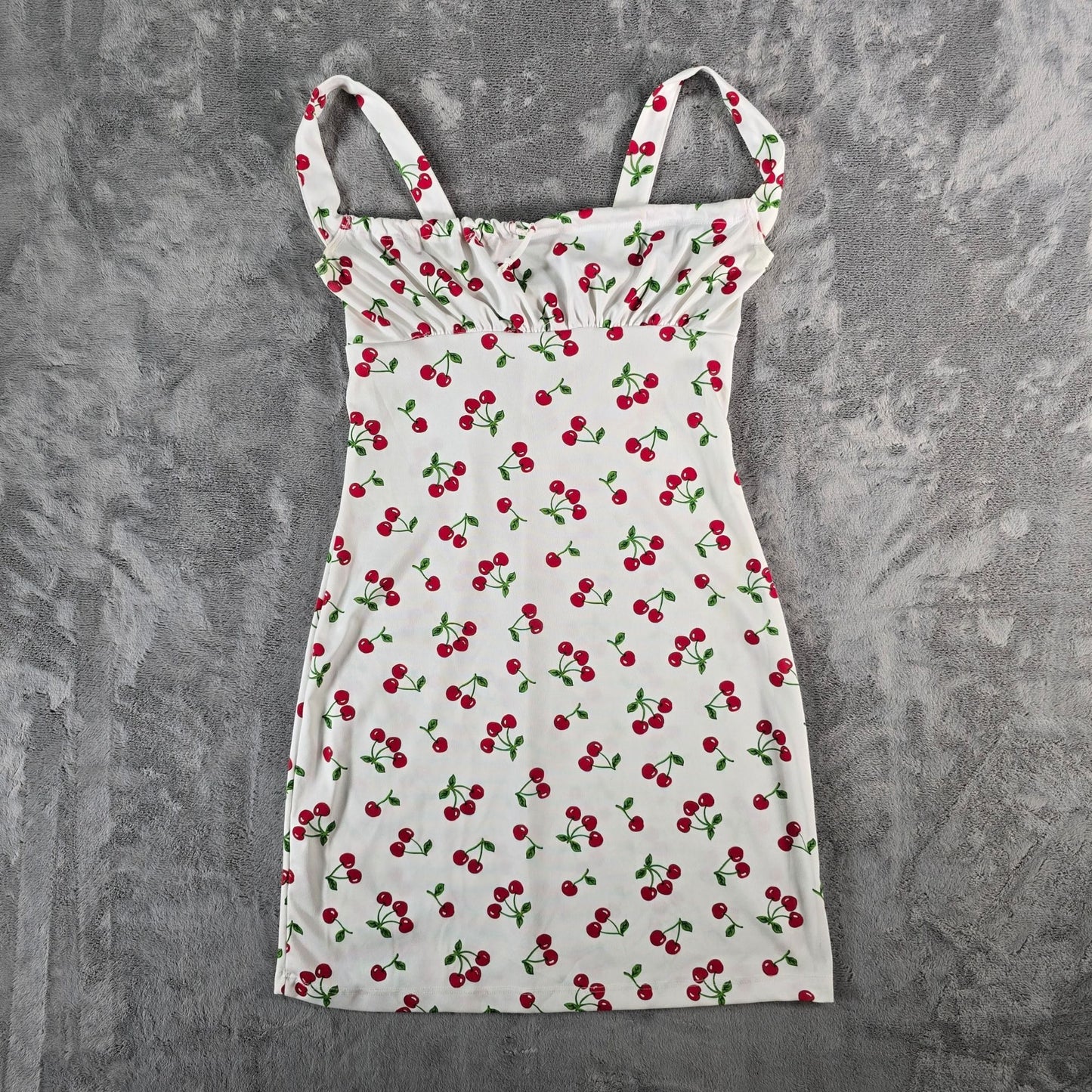 Vintage Y2K Candy Rocket White Cherry Print Sleeveless Mini Dress (Size 4/S)
