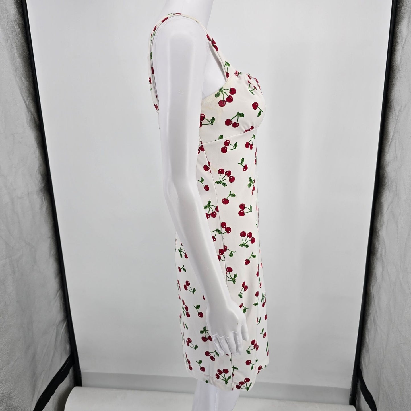 Vintage Y2K Candy Rocket White Cherry Print Sleeveless Mini Dress (Size 4/S)