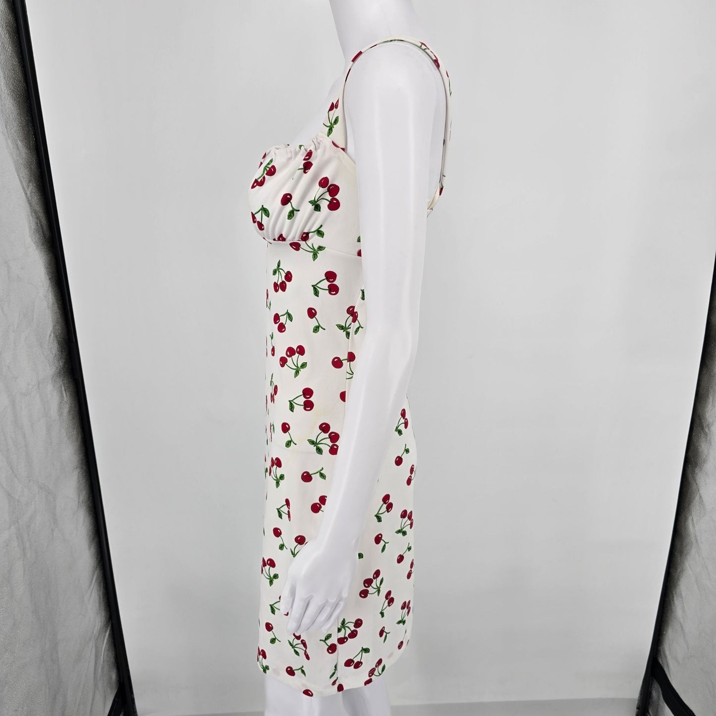 Vintage Y2K Candy Rocket White Cherry Print Sleeveless Mini Dress (Size 4/S)