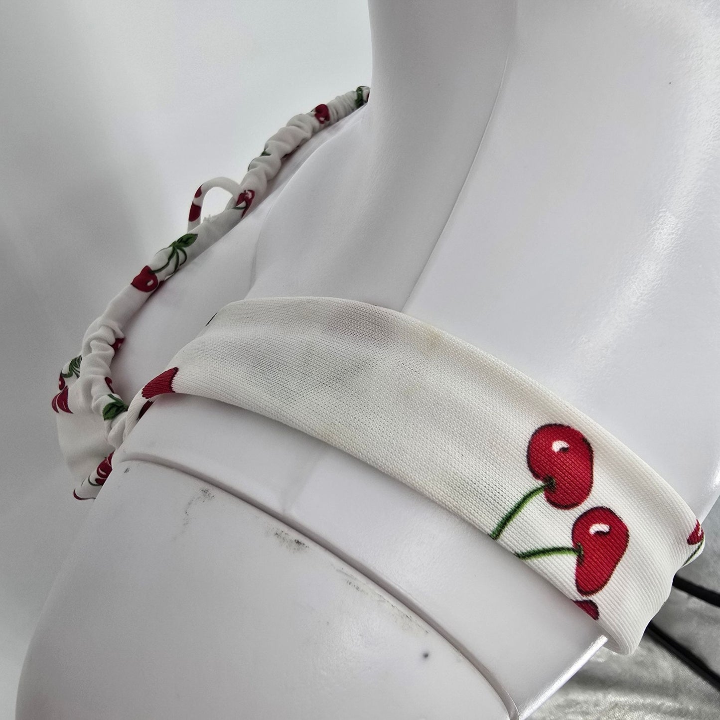 Vintage Y2K Candy Rocket White Cherry Print Sleeveless Mini Dress (Size 4/S)