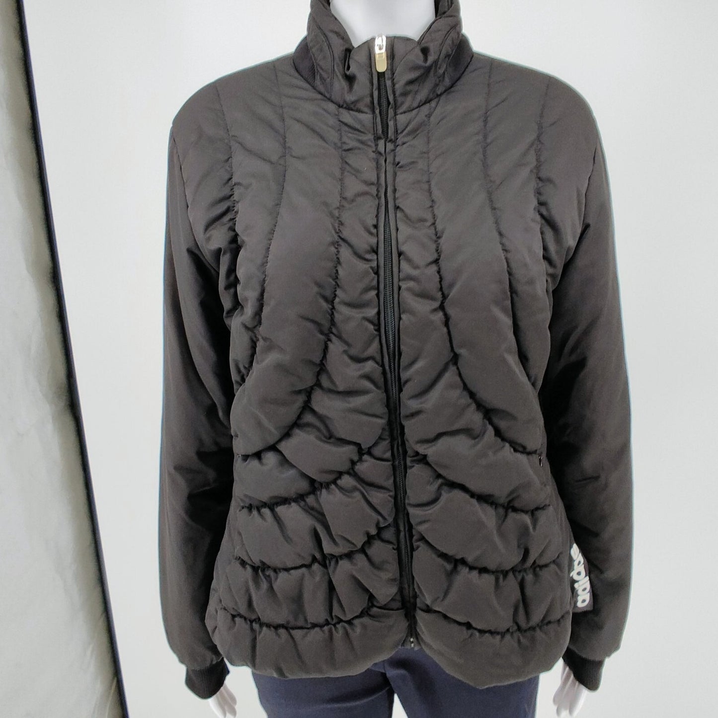 Adidas 2006 Womens Quilted Black Synthetic Fill Zip-Up Puffer Jacket (M) *Flawed