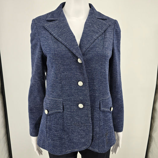 Vintage 1970s Marty Gutmacher Heather Blue Three-Button Blazer Jacket (S)