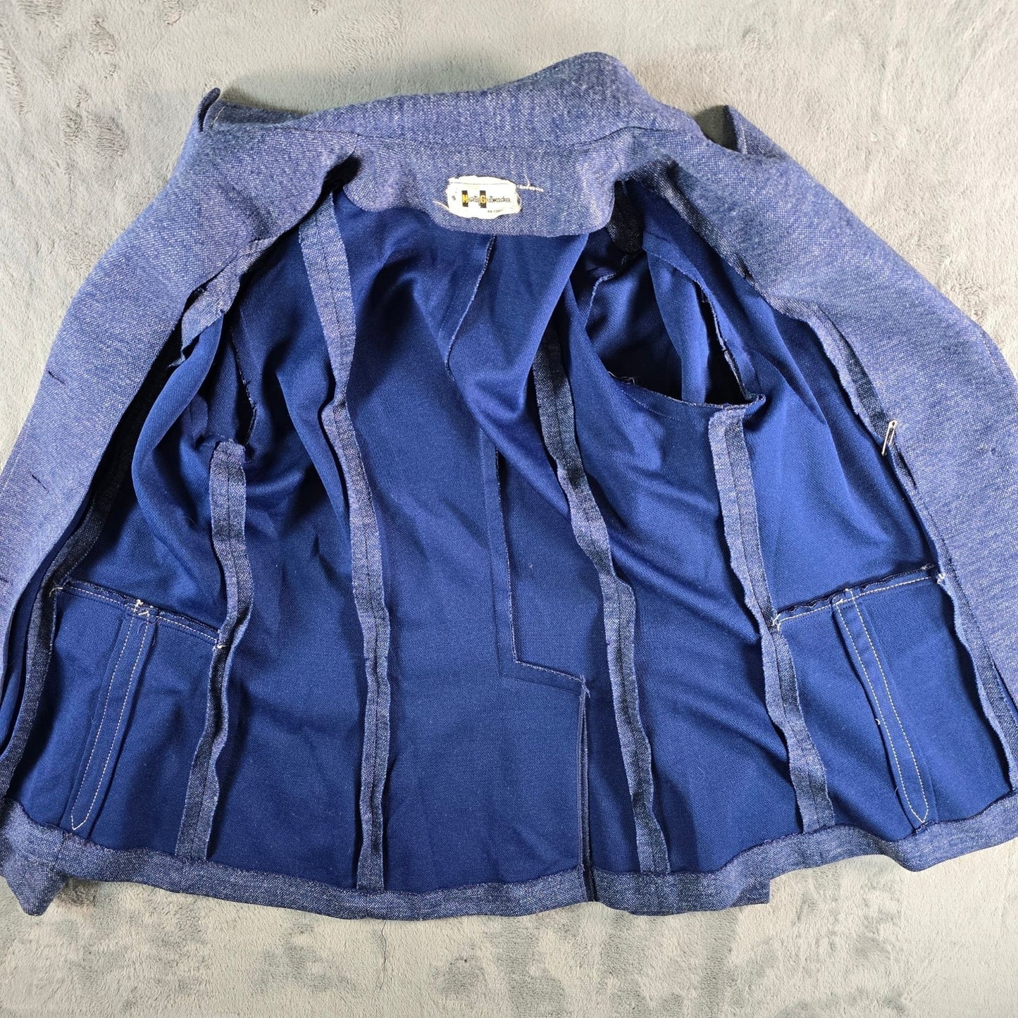 Vintage 1970s Marty Gutmacher Heather Blue Three-Button Blazer Jacket (S)