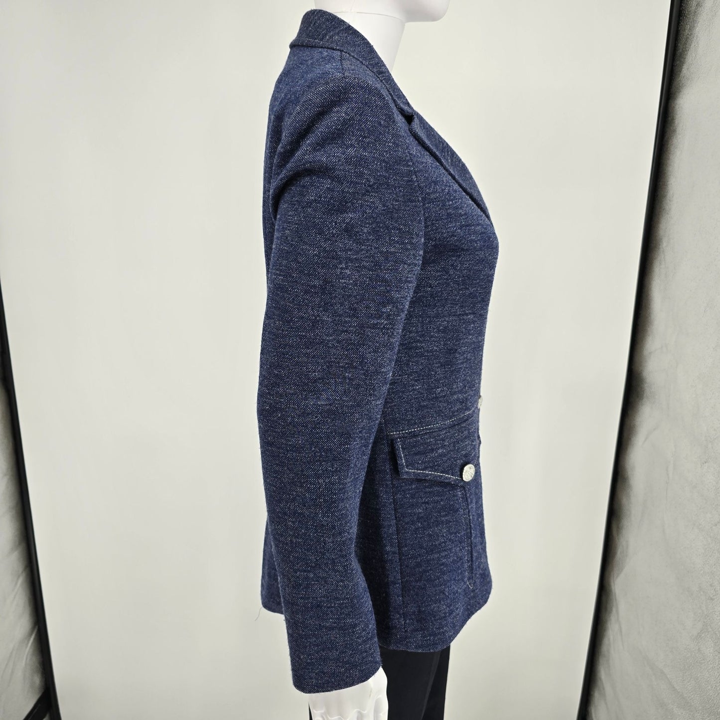 Vintage 1970s Marty Gutmacher Heather Blue Three-Button Blazer Jacket (S)