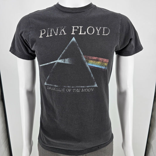 Vintage Y2K Pink Floyd Dark Side of the Moon Faded Black Graphic T-Shirt (S)