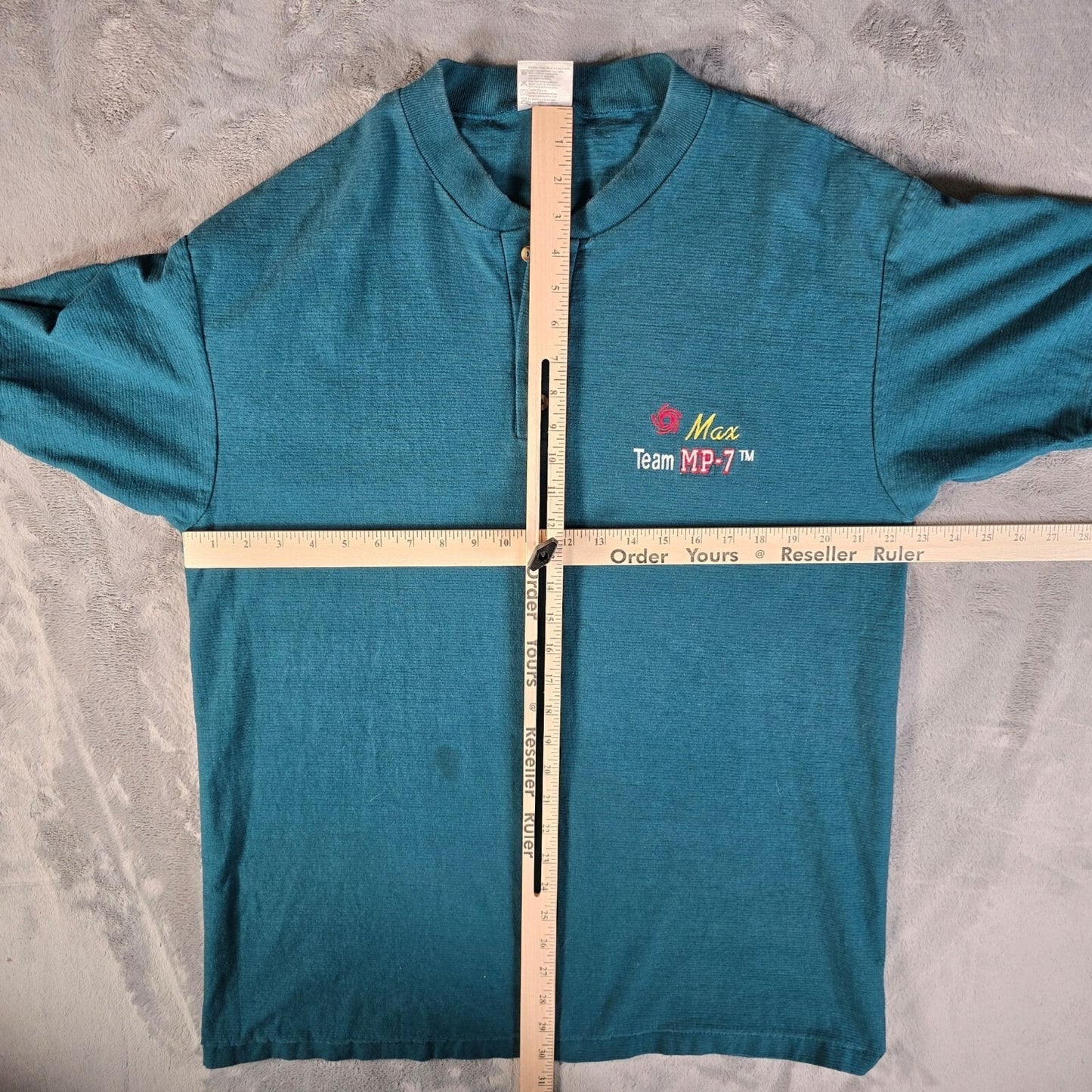 Vintage 1990s Oneita Heavyweight Max Team MP-7 Embroidered Henley T-Shirt (L/XL)