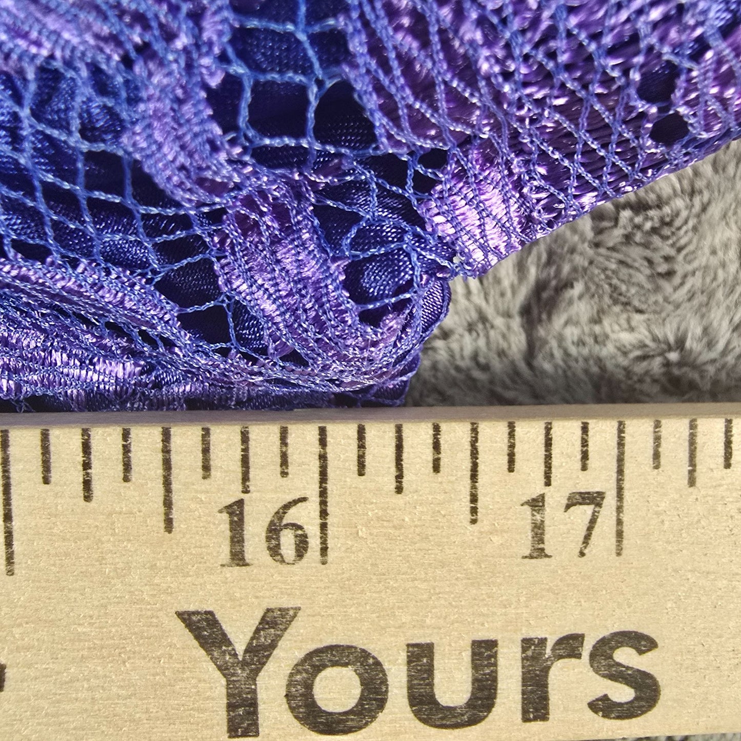Distressed Vintage 1980s Purple Lace Puff Sleeve Drop Waist Prom Dress (S)