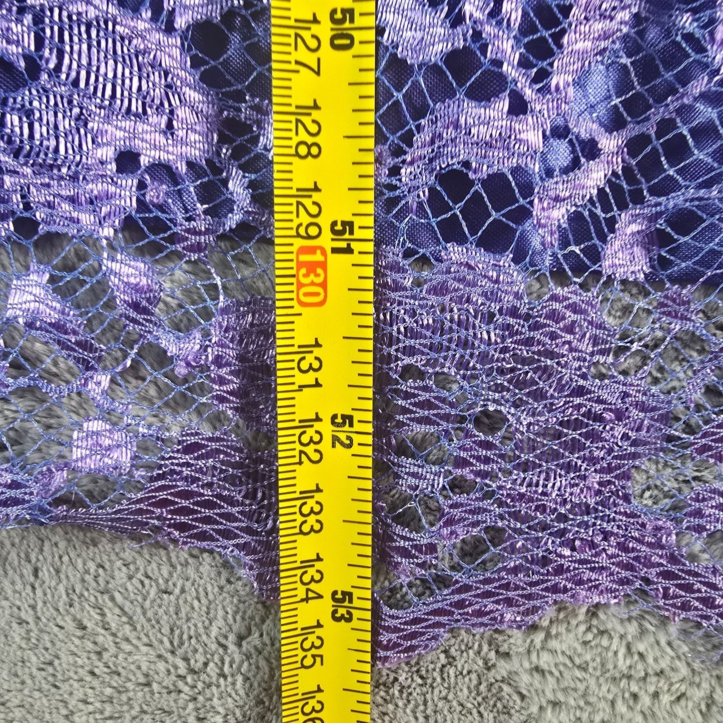 Distressed Vintage 1980s Purple Lace Puff Sleeve Drop Waist Prom Dress (S)