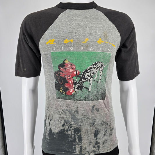 Thrashed Vintage 1980s Rush Signals World Tour '82-83 Raglan Concert T-Shirt (S)